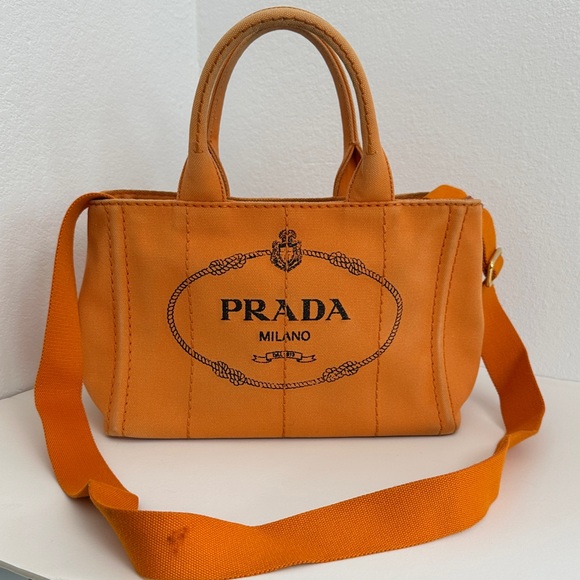 💯Authentic Prada  Canapa Orange Tote Bag🍀 - Picture 1 of 17